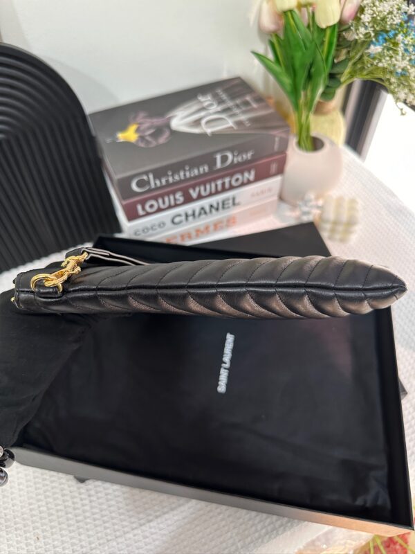 YSL Monogram Large Chevron Quilted Clutch 94% New - Image 3