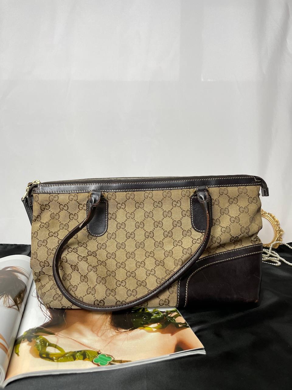 Gucci Horsebit Zipped Tote 85 New - Image 3