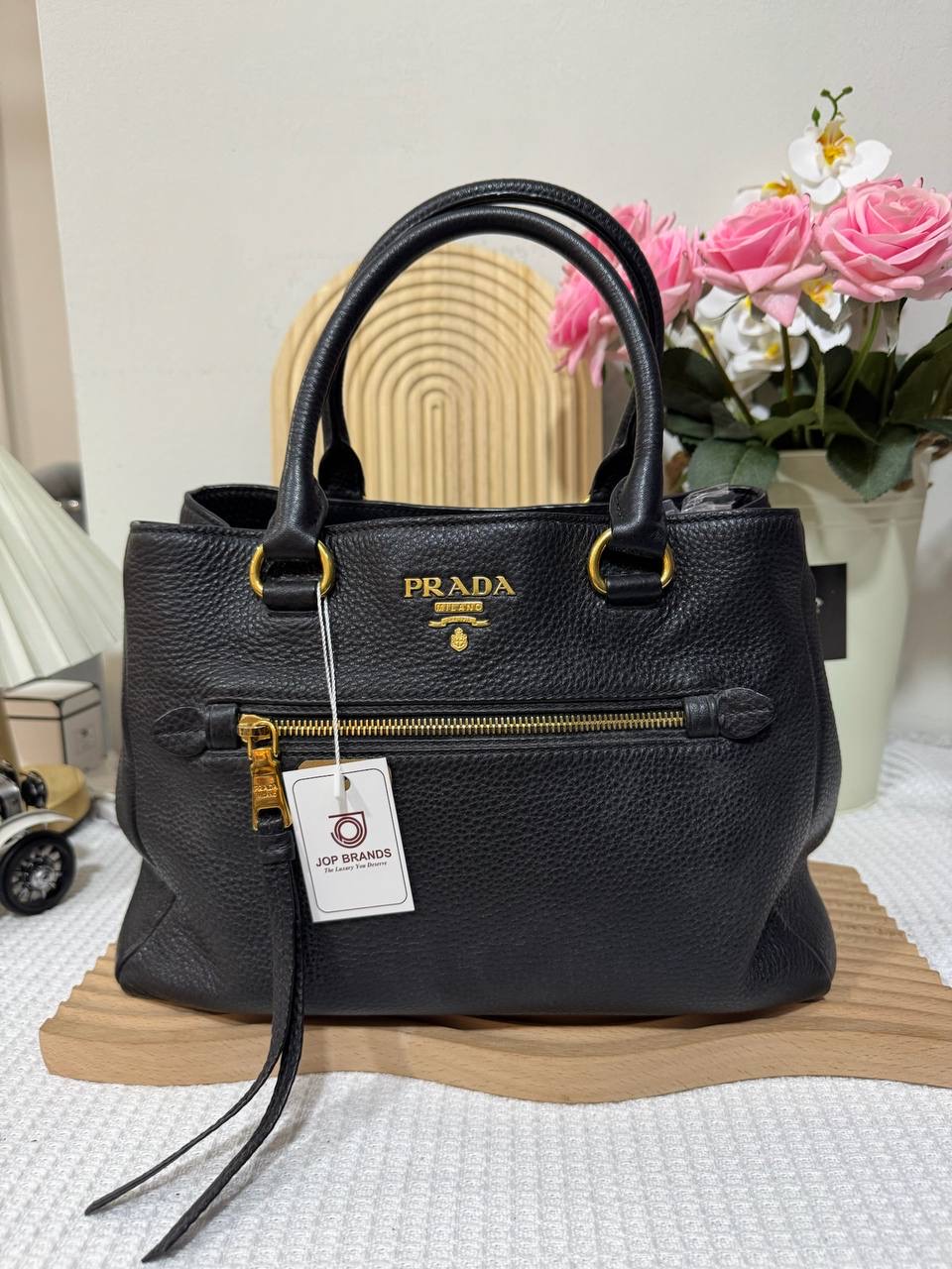 Prada Vitello Phenix Leather Tote 90 New