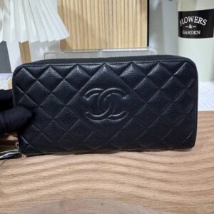 Chanel Diamond Gusset Zip Long Wallet 93 New