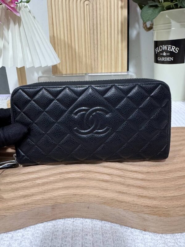 Chanel Diamond Gusset Zip Long Wallet 93 New
