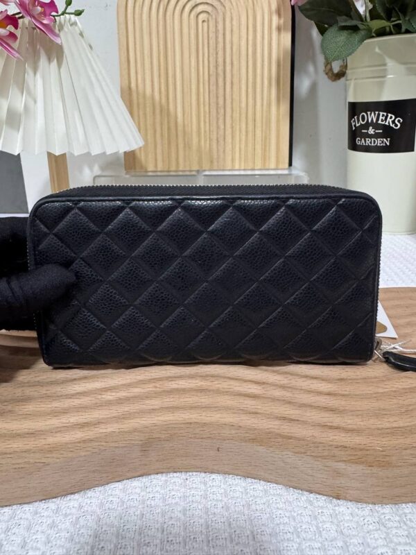 Chanel Diamond Gusset Zip Long Wallet 93 New - Image 3