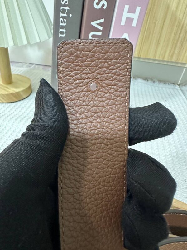 LV Mens Belt Deep Blue and Brown 95 New - Image 6