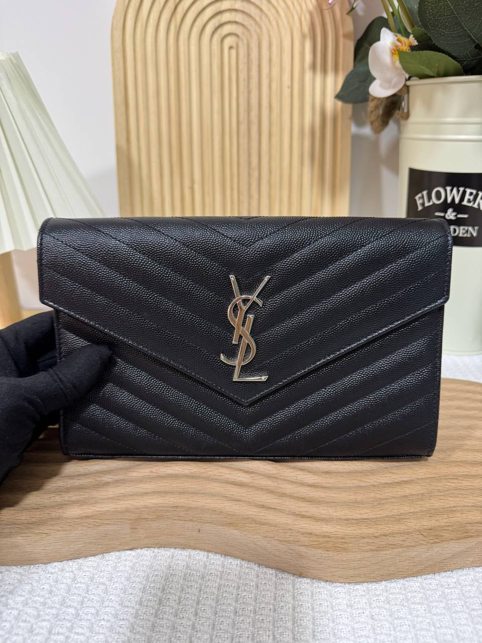 YSL Black Large Envelope WOC 95 New