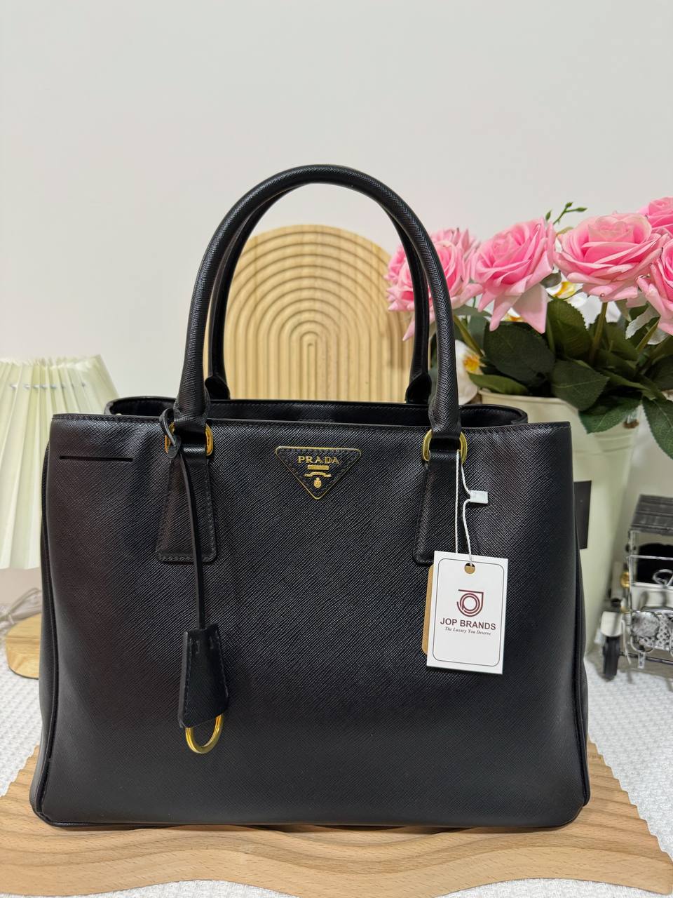 Prada Saffiano Lux Convertable Tote 95 New