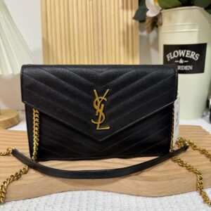 YSL Black Small Envelope WOC GHW 95 New