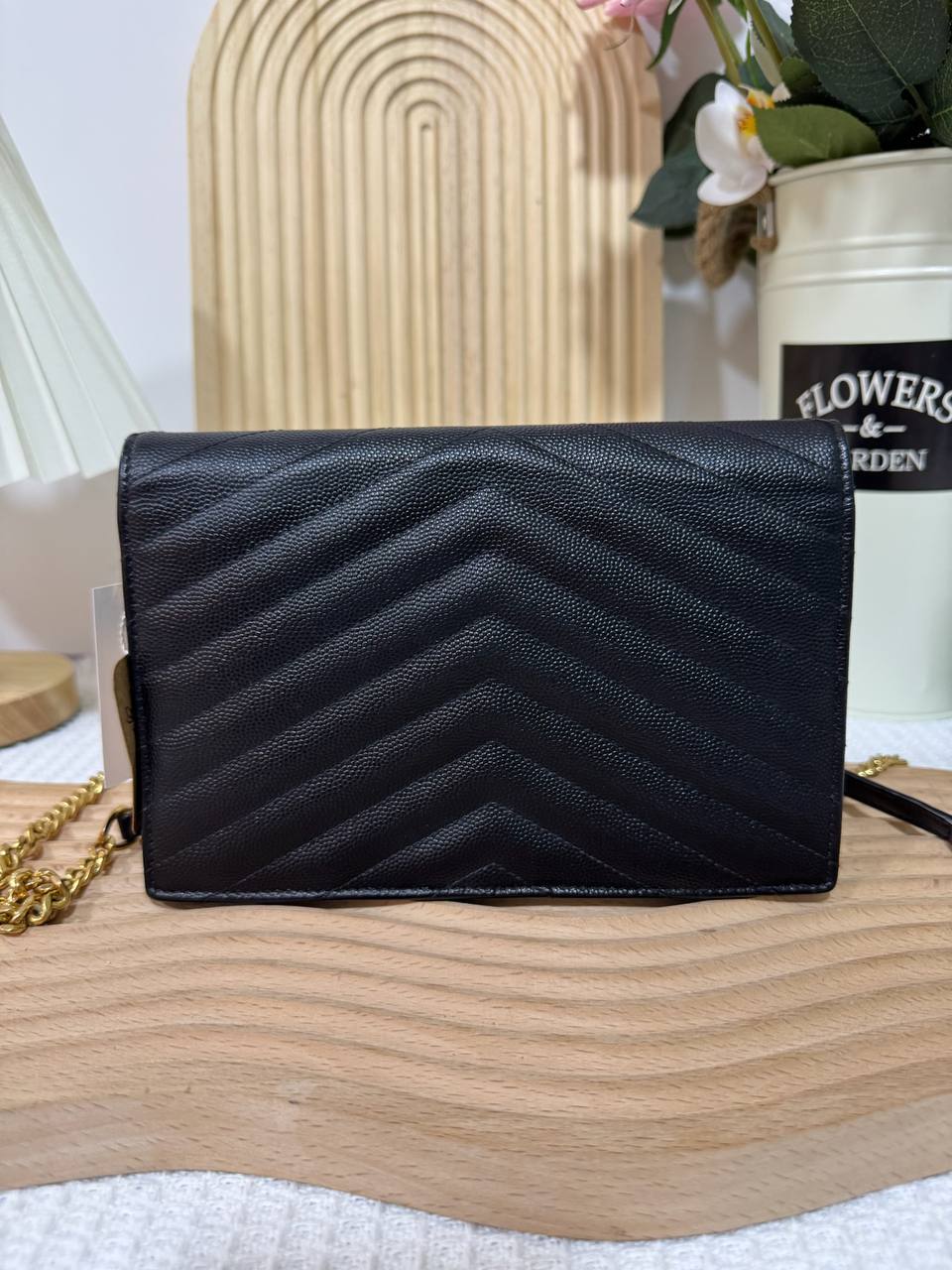 YSL Black Small Envelope WOC GHW 95 New - Image 3