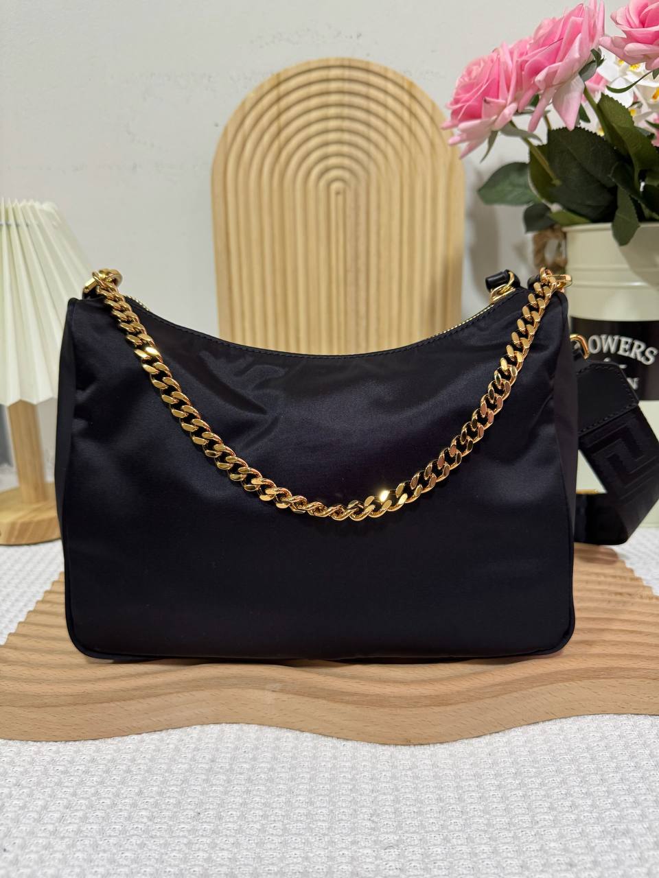 Versace Casual Nylon 2 ways bag with small pouch 100 New - Image 3